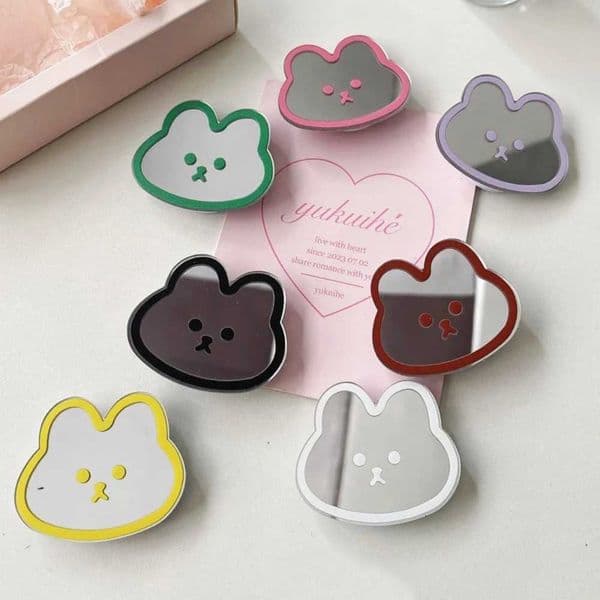 Korean Cute Rabbit Mirror Grip Tok Bracket Griptok for IPhone Universal Accessories Phone Holder Ring port Stand Y251129