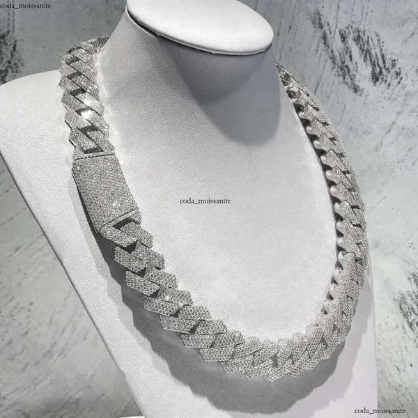 moissanite necklace designer jewelry cuban k 14K 18K chain Iced Out Pass Dia Tester Sterg Sier Necklace GRA Vvs Moissanite chains for men necklaces20mm