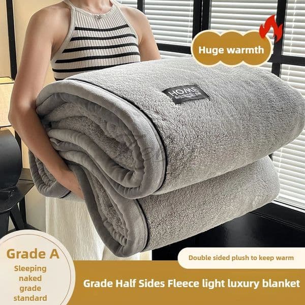 Grade A Half Sides Fleece Autumn Winter Warmth Blankets Soft Fluffy Keep Warm Sofa Blankets for Throw Napping Shawl Blanket 251128
