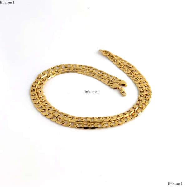 18K Solid Yellow GF Gold Curb Cuban Link Chain Necklace HipHop Italian Stamp AU750 Men039s Women 7mm 750 MM 75 CM long 29 INC9428752 CH