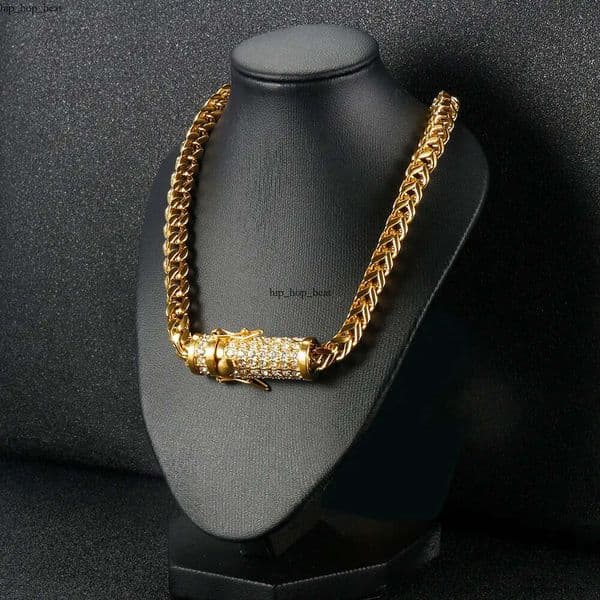 cuban link chains GRA necklaces designer necklace for men Circular buckle with diamond stainless steel non tarnish plated gold chain 6mm wide hip hop rapper jewelry