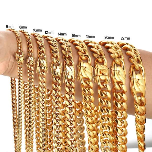 2024 Latest Unisex Fashion Necklace with 6mm-22mm Cuban Link Chain and Titanium Tape Buckle Gold Stainless Steel Hiphop Jewelry