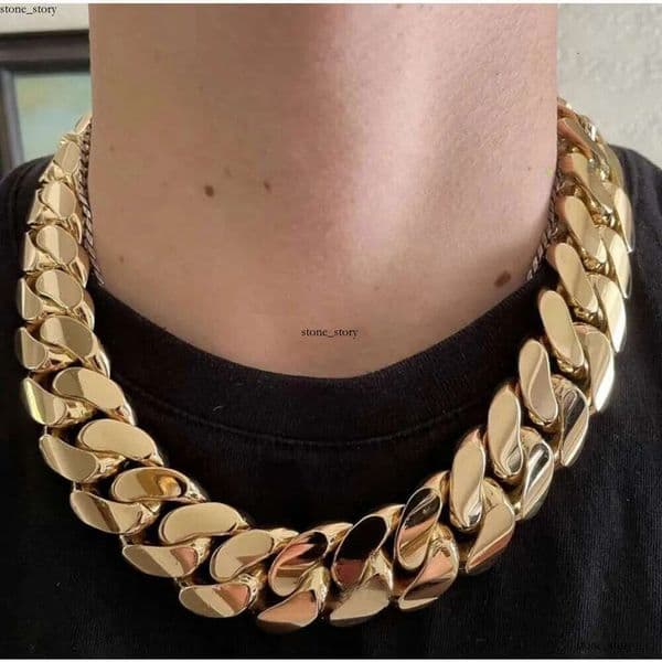 Hip Hop Jewelry Men Thick Miami Necklace 28mm 24 1kilo Gram 14k Gold Plated Plain Style 999 Sier Cuban Chain 6e