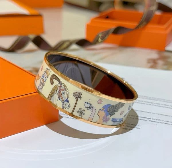 New Designers H Brand Pure Handcrafted Enamel Craftsmanship 20mm Wide Original High-End Custom Material K Gold Bracelet Jewelry Wedding Party Gift