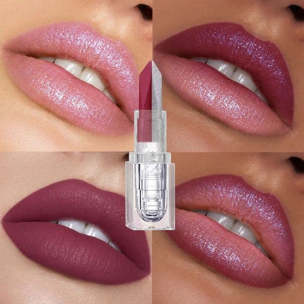 Two tone mosaic gradient pearl lipstick durable waterproof chocolate color white Valentines Day 250418
