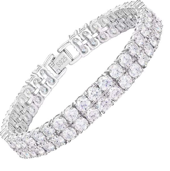 10mm Hiphop Double Rows Moissanite Bracelets Lab Grown Diamond Tennis Bracelet 925 Sterling Silver Moissanite Tennis Bracelet