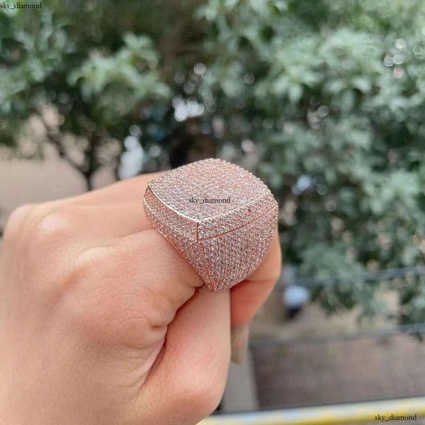 2024 Iced Out Jewelry Vvs Moissanite Men Hip Hop Real Gold Hiphop Gemstone Rings Zf Round m Champion Ring b4