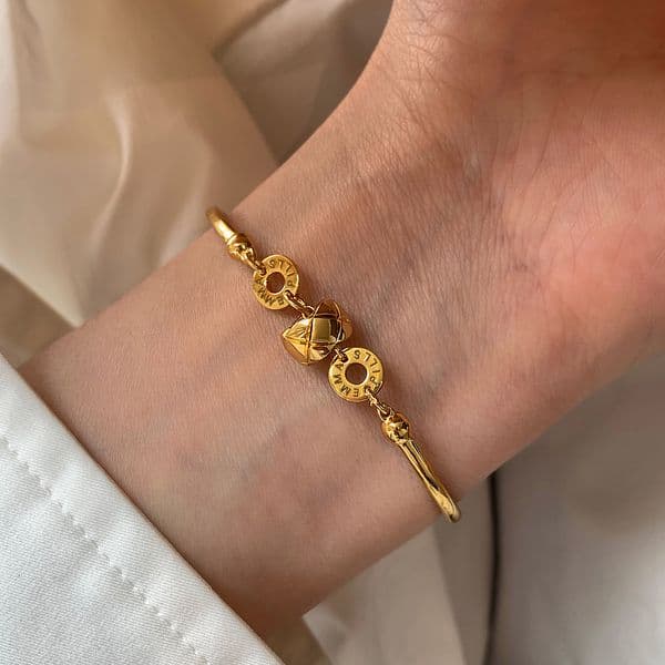 18K Real Gold Plated Round Bamboo French Retro Design Niche Bracelet Light Luxury High-end Sense Jewelry
