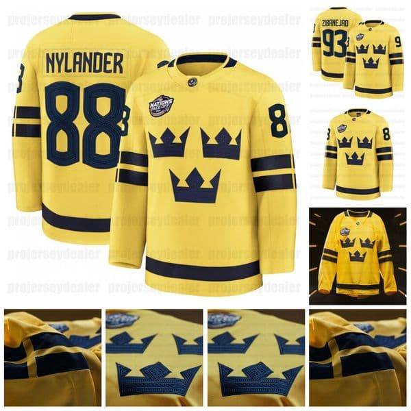 Leo Carlsson 2025 4 Nations Face-off Sweden Hockey Jersey Victor Hedman Rasmus Dahlin