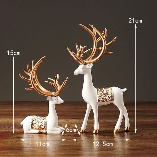 2Pcs Christmas Reindeer Sculpture Geometric Resin Sitting Standing Elk Deer Figurine Christmas Ornament Home Living Room Decor 250121