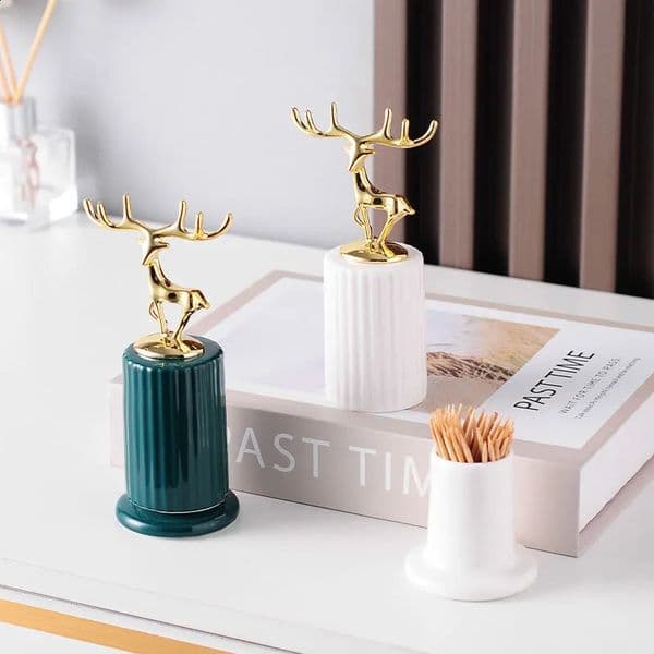 Toothpick box exquisite deer tooth pick cylinder home decoration cotton swab box fashionable home storage jar 250115BJ