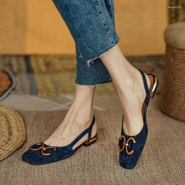 Sandals Retro Low-heeled Baotou Women's 2025 Summer Suede Office Ladies Shoes Sandal Slip On Woman Flats