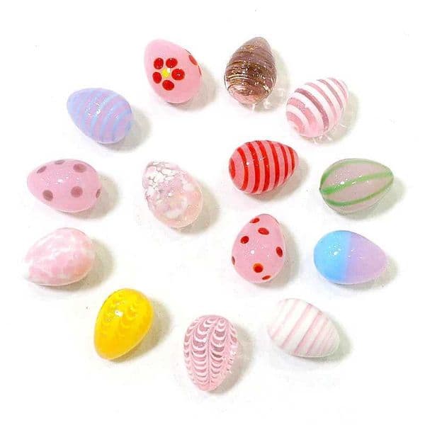 2PCS Pink Easter Egg Shaped Mini Murano Glass Craft Ornaments Rare Oval Marbles Ball Lovely Handmade Pebbles For Holiday Decor Z250118