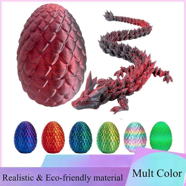 3D Printed Dragon Egg with Dragon Full Articulated Dragon Modle Movable Rotatable Articulated Desktop Ornament Kid Toy Z250220