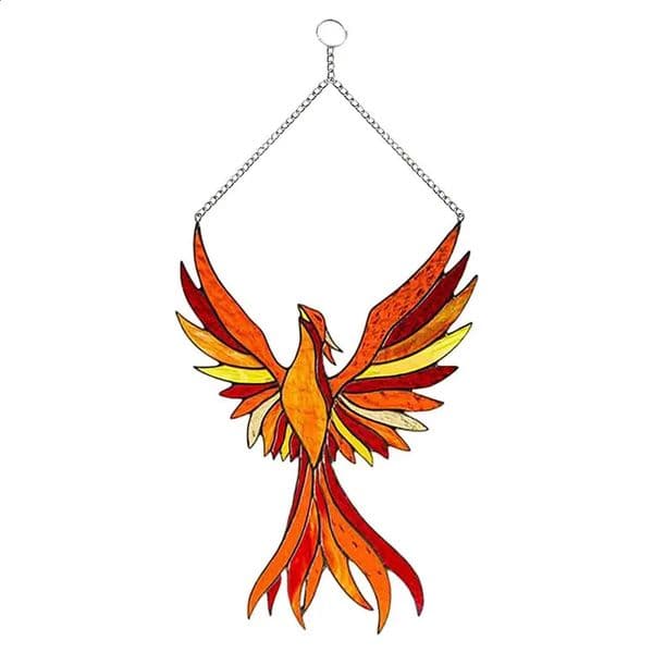Phoenix Suncatcher Stained Window Hanging Ornament Acrylic Window Panel Handmade Home Decor Hanging Decoration 250115BJ