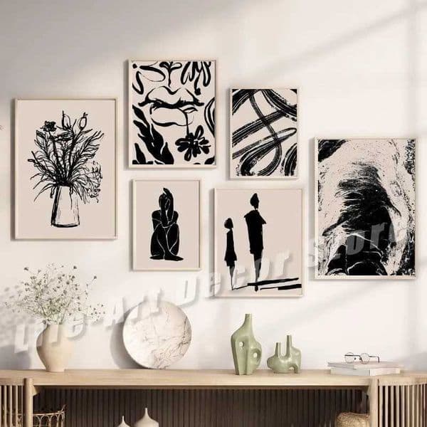 Neutral Abstract Black Beige Trendy Posters and Prints Canvas Paintings Wall Art Picture for Aesthetic Room Home DecorXJ250116