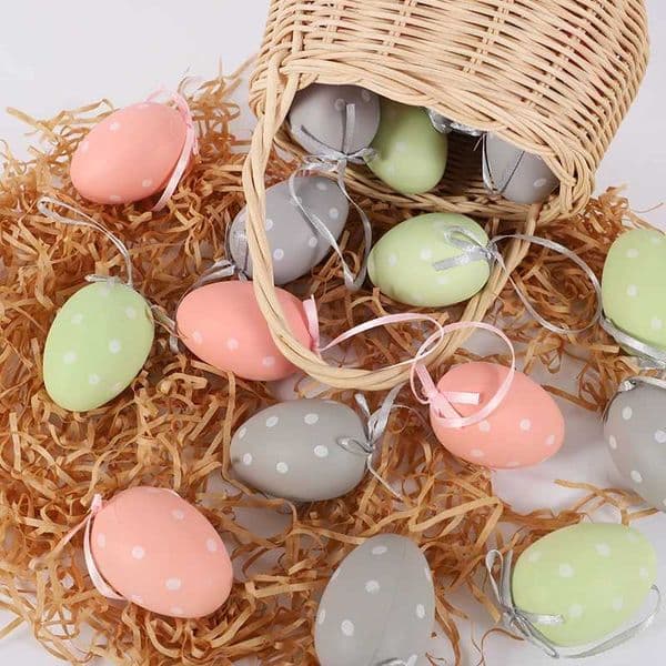 6pcs Colorful Plastic Easter Eggs Easter Tree Egg Hanging Ornament Home Indoor Outdoor Decor Happy Easter DIY Craft Kids Gifts Z250118