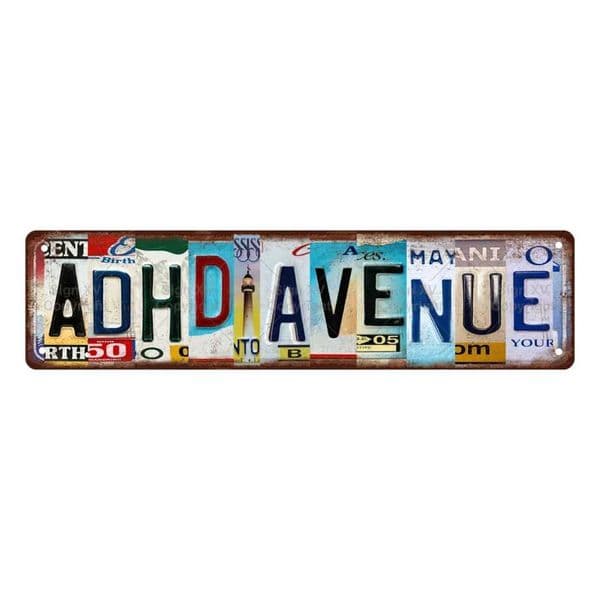 One Piece ADHD Avenue Novelty Can Sign - Humorous Non Raised Metal Street Sign for Home Room Wall Bathroom Bar Cafe GarageXJ250116