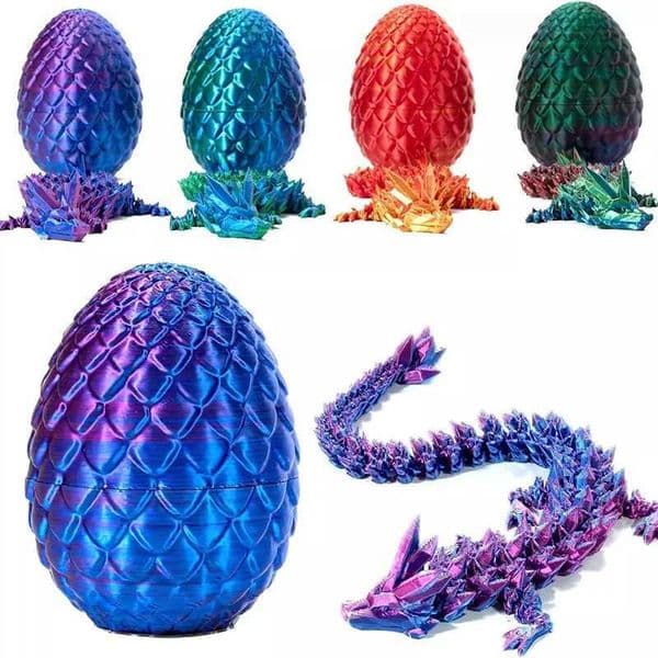 3D Printed Gem Dragon Egg Rotatable Articulated Dragons Toys Desktop Craft Ornament Gifts for Kids Office Home Table Decor Z250118