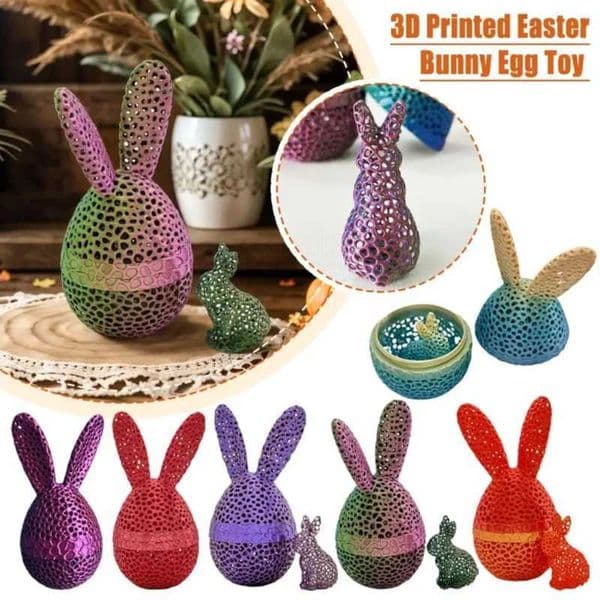 3d Printed Easter Bunny Egg Set Hollow Decoration Crafts Handmade Gift for Kids Perfect Table And Desk Ornament Toy Figurines Z250118