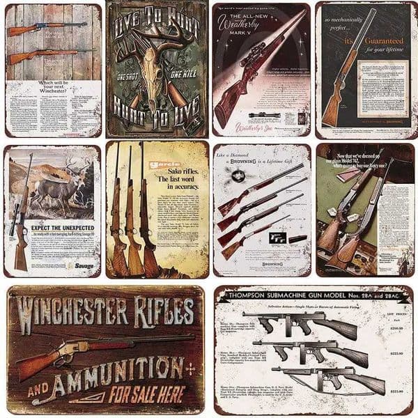Retro Sporting Gun Metal Signs Vintage Tin Plate Painting Wall Decoration-Metal Tin Signs Home Kitchen Wall Retro Poster PlaqueXJ250116