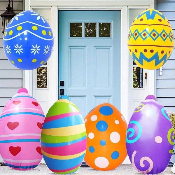 Inflatable Easter Egg Decor Colorful Easter Egg Inflatable Decor Kid Toy Egg Inflatable Easter Eggs Ornament for Indoor Outdoor Z250118