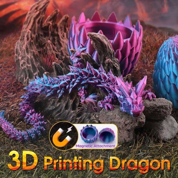 2026 New 2026 New Luminous 3D Printed Articulated Crystal Sculpture Egg Gem Dragon Fidget Toy For Autism Christmas Gift Office Decor Designer Toys