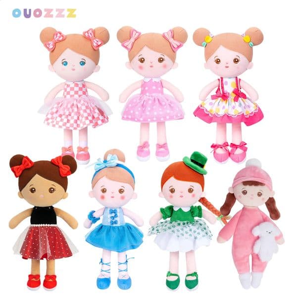 OUOZZZ 15 Plush Dolls for Girls Soft Stuffed Rag Doll Kids Baby Reborn Clothing Toys Decoration Birthday Christmas Gift 250115