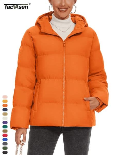 TACVASEN Puffer Hooded Duck Feather Down Jacket Womens Winter Warm Parka Coat Lightweight Waterproof Quilted Outwear Windbreaker 250108