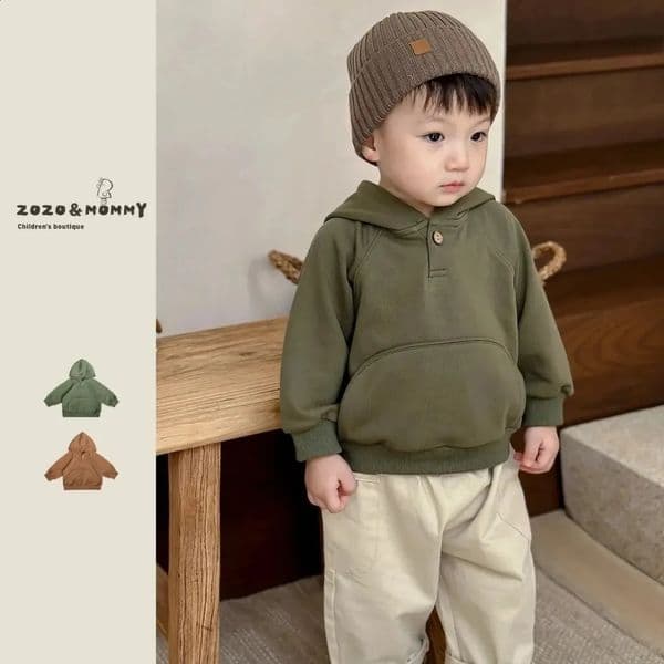 Ins Autumn Young Kids Boys Hoodies Cotton Solid Long Sleeve Toddler Babys Boys Pullovers Loose Casual Children Boys Sweatshirts 250121