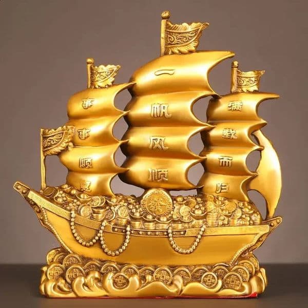 Copper Lucky Dragon Boat Ornaments Smooth Sailing Living Room Office Desktop Decor 250107