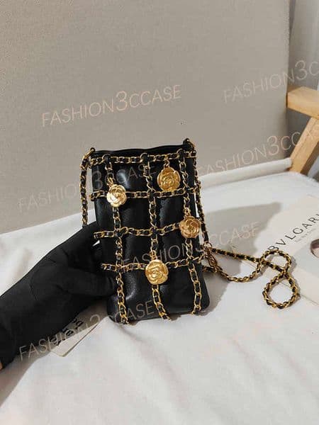 For iPhone 16 15 14 13 Pro Max Crossbody Phone Case bags Designer Samsung S24 Ultra S23 S22 Card Holder Bag Leather Wallet Case Chain Lanyard