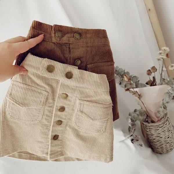 Baby Girl A-line Spring Skirt Girl Corduroy Half Skirt Solid Classic Short Skirt Autumn Wrapped Hip Versatile Childrens Skirt 250206