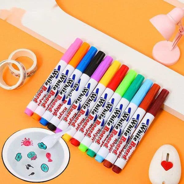 Creative Float Pen 12 Color Erasable Washable Whiteboard Pen Student Teaching Office Water-based Marker Y250206
