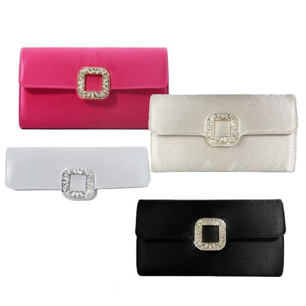 Alloy Rhinestone Square Buckle Dinner High-End Satin Casual Women's Bag, Bride's Wedding Bag