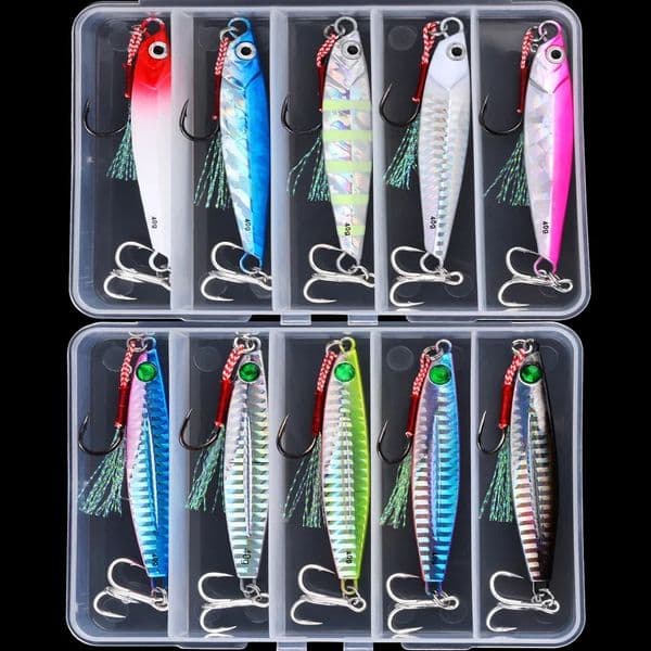 5pcs Metal Jig Fishing Lure Weights 7g40g Trolling Hard Bait Bass Tackle Trout Jigging Jigs Saltwater Lures 260206