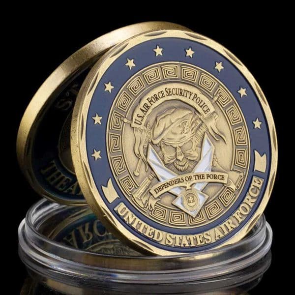 US Air Force Security Police Talisman Bronze Plated Coin Troop Saint Michel Theatre Challenge Defenders of Coins W250207