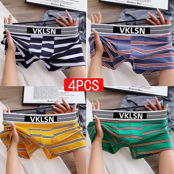 4PCS/ Mens Underwear Loose Comfortable And Breathable Mens Quadrangle Pants Fashion Printed Traceless Flat Corner Mens PantiesXJ250207