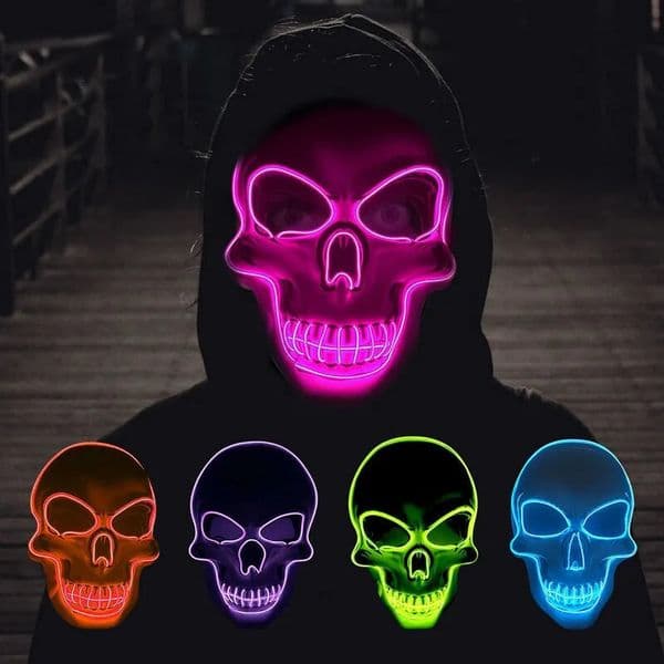 Halloween Horror Skull Mask LED Cold Light Cosplay Party Decoration Luminous Masks 250206