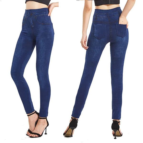 VISNXGI Stretchy Solid Color Plus Size Jeggings Fashion False Jeans Women Tight Seamless Pocket Leggings Soft Pencil Pants 250206
