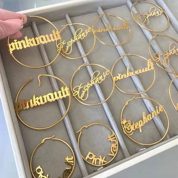 DOREMI 304 Stainless Steel Letter Earrings Round Custom Name Earrings Female Nameplate Earrings Anti-allergy 25-100mm 250206