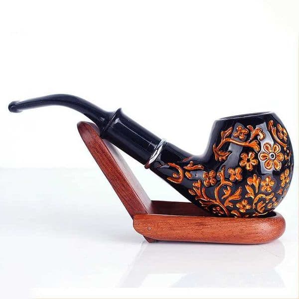 E Flower Resin Wood Smoking Pipe Handmade Portable Tobacco Pipe ic Bent Pipes Cigar Tube As Best Gift In Stock Y250207