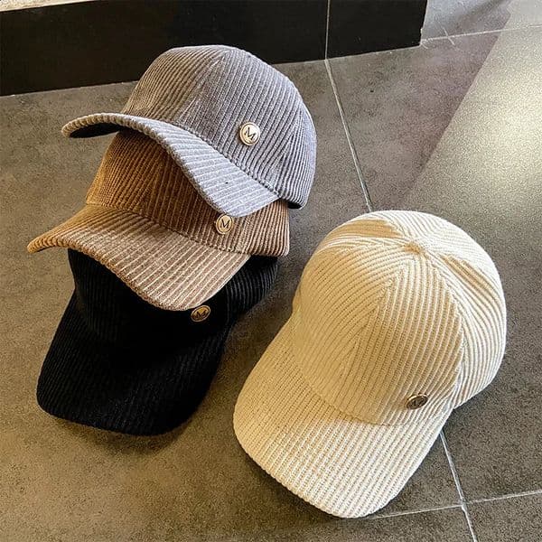 Baseball Cap Women Autumn Winter Solid Color Trendy Corduroy Korean Adjustable Hats For Women Men Fashion Cap Female 250206