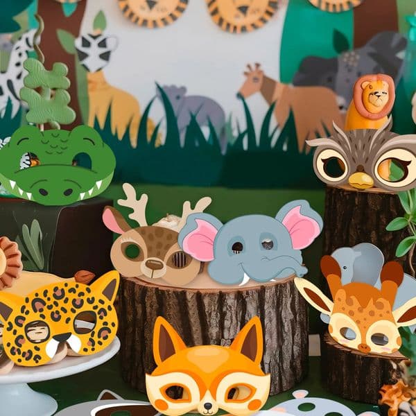 Animal Felt Masks Party gift 16pcs for KidsSafari Supplies with 16 Different Types Pet Zoo Farm Jungle Safari Theme 250206