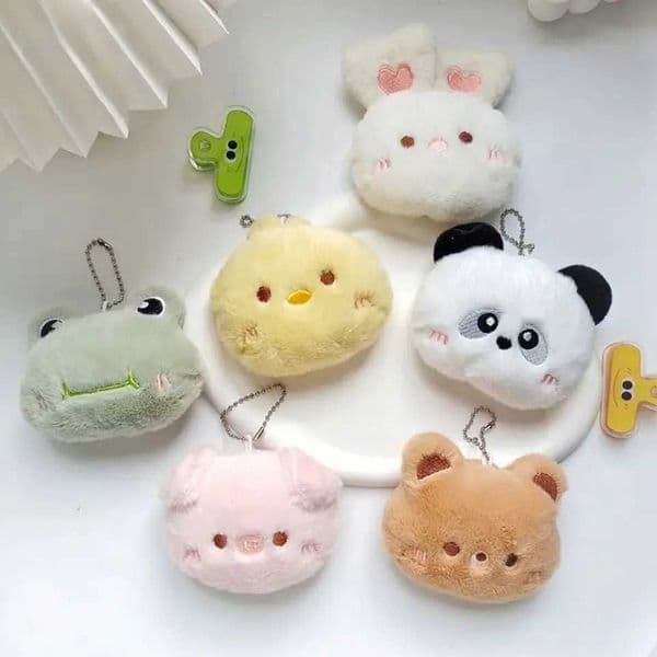 Soft Animal Keychain Cute Plush Bear Keyring For Women Rabbit Frog Doll Keychain Backpack Pendant Ornaments Girls GiftXJ250115