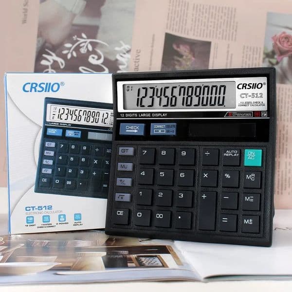 12-Digit Solar Battery Dual Power Large Display Office Desktop Calculator Back To School Supplies Students/Finance Stationery 250206BJ