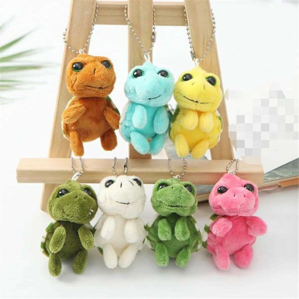 Little 6CM Tortoise Keychain Charm Key Ring Chain Women Girls Pendant Plush Turlte Toy KeyringXJ250115