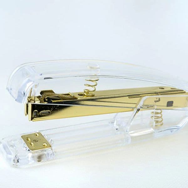 Desktop Stapler Stationery Accessories Gift Transparent Acrylic Standard Stapler For Home School Office Stapler Gold 250206