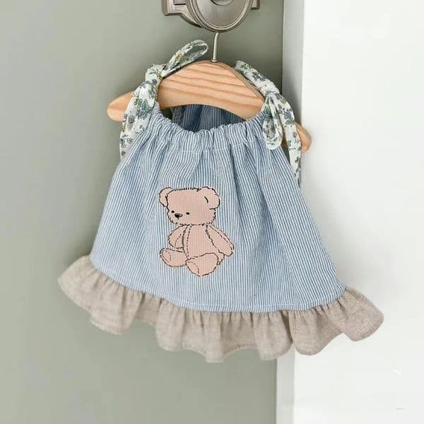 Pet Dog Clothes Teddy Bear Print Dress for Dogs Clothing Cat Small Floral Suspender Skirt Cute Thin Summer Girl Blue Chihuahua 250206BJ