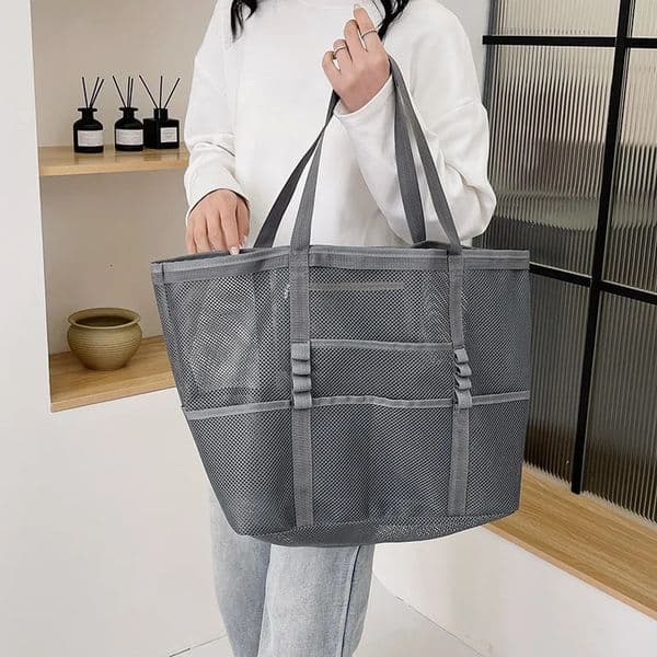 Foldable Lightweight Beach Bags Large Capacity Grocery Produce Tote Bag Beach Shoulder Bag Womens Casual Shopping Bags 250207